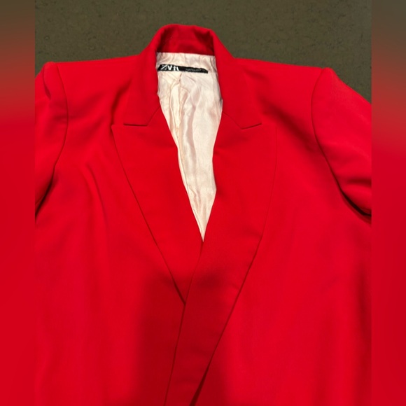 Zara Red Rolled Up Sleeves Blazer Sz: L - Picture 8 of 14
